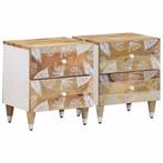 vidaXL Nachtkastjes 2 st 40x33,5x46 cm massief mangohout, Verzenden, Nieuw, Hout