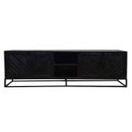 Tv-meubel Mangohout Sabia 200 Zwart, Huis en Inrichting, Kasten | Televisiemeubels, Verzenden, Nieuw, 200 cm of meer, Minder dan 100 cm