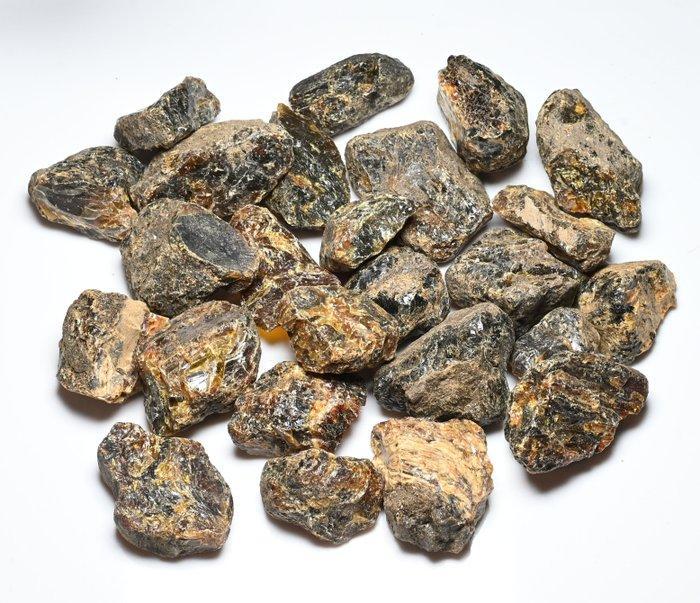 Grote partij van 25 stuks Indonesisch (Sumatraans) ruwe, Verzamelen, Mineralen en Fossielen