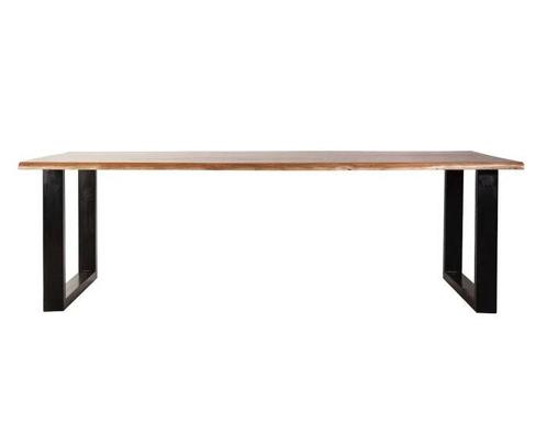 Boomstam eettafel Eleonora Acacia met U-poten - 240x100, Huis en Inrichting, Tafels | Eettafels, Nieuw, Ophalen of Verzenden