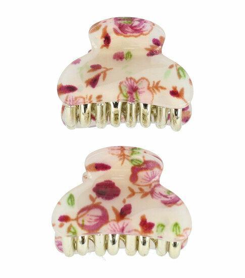 Haarspeld Klem Klein Bloemen Print 4cm Creme Paars, Sieraden, Tassen en Uiterlijk, Uiterlijk | Haarverzorging, Verzenden