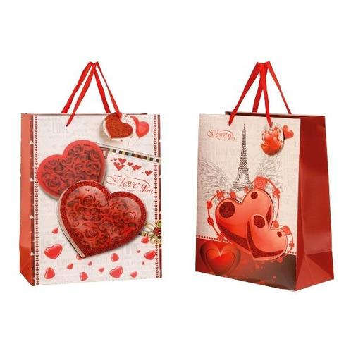 Geschenktasje cadeau tas hearts with glitter + aplication, Hobby en Vrije tijd, Knutselen, Nieuw, Ophalen of Verzenden