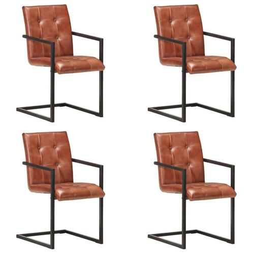 vidaXL Eetkamerstoelen 4 st echt leer bruin, Huis en Inrichting, Stoelen, Bruin, Nieuw, Verzenden