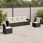 vidaXL 6-delige Loungeset met kussens poly rattan zwart, Verzenden, Nieuw, Rotan, Loungeset