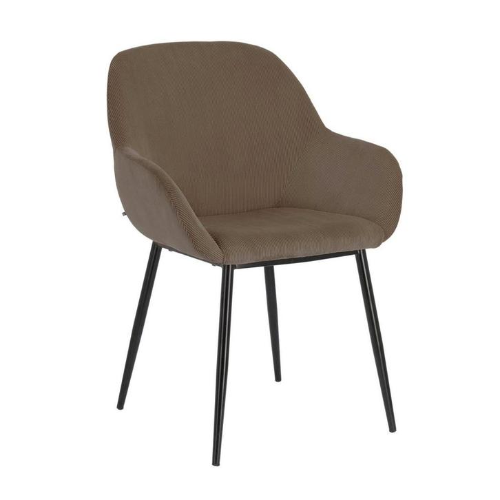 *WOONWINKEL* Kave Home Konna Eetkamerstoel Ribfluweel Donker, Huis en Inrichting, Stoelen, Grijs, Nieuw, Verzenden