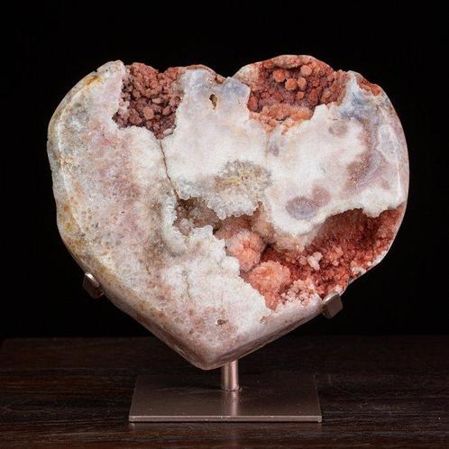 Roze Amethist Hart - Geode met Kristallen - Buitengewoon en, Verzamelen, Mineralen en Fossielen