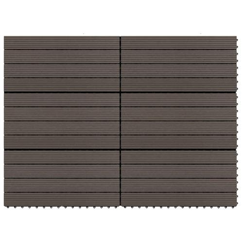 vidaXL Terrastegels 6 st 60x30 cm 1,08 m² HKC donkerbruin, Doe-het-zelf en Verbouw, Vloerdelen en Plavuizen, Nieuw, Verzenden