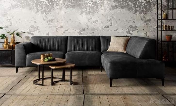 Hoekbank Aspen - hoekbanken - Zwart, Huis en Inrichting, Banken | Sofa's en Chaises Longues, Nieuw, Leer