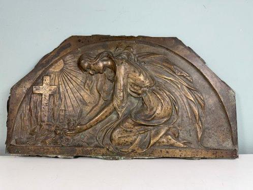 Paneel - Maria in Gebed - 63,5 cm - 7 kg - Koper, Messing, Antiek en Kunst, Kunst | Niet-Westerse kunst