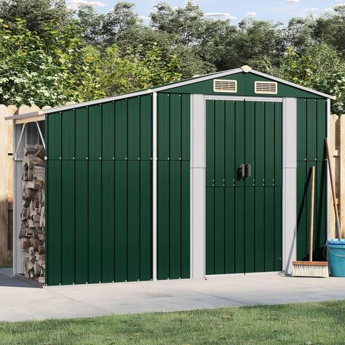 vidaXL Tuinschuur 277x93x179 cm gegalvaniseerd staal groen, Tuin en Terras, Tuinhuizen, Nieuw, Verzenden