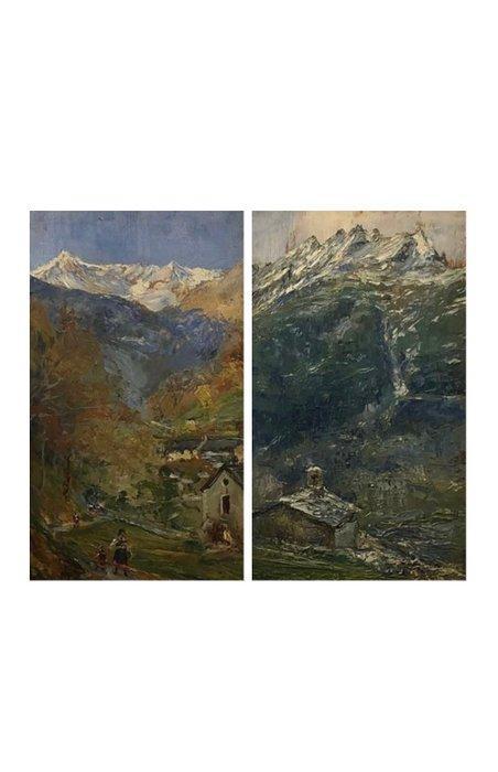 C. Biscarra (1866-1943) - Paesaggi montani, Antiek en Kunst, Kunst | Schilderijen | Klassiek