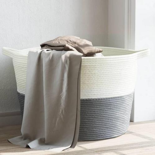 vidaXL Wasmand Ø 60x36 cm katoen grijs en wit, Tuin en Terras, Droogmolens en Wasrekken, Nieuw, Verzenden
