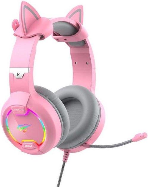 Havit GameNote Pink Taboo Gaming headset roze RGB cat ears -, Audio, Tv en Foto, Koptelefoons, Verzenden