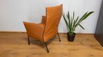 Fauteuil Montis Charly  oranje cognac leer, Ophalen of Verzenden, Zo goed als nieuw, 75 tot 100 cm, Leer