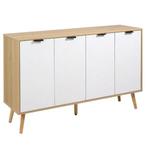 Buffetkast Visgraatdeuren Wit/Hout – 120×35×77 cm, Verzenden, Nieuw