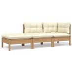 Loungeset Grenenhout Creme | Retourdeal | 60% Korting, Tuin en Terras, Tuinsets en Loungesets, 3 zitplaatsen, Nieuw, Ophalen of Verzenden
