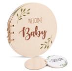 Houten Baby Shower gastenboek rond Welcome Baby, Verzenden, Nieuw, Feestartikel, Geboorte of Huwelijk