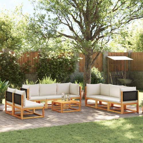 vidaXL 9-delige Loungeset met kussens massief acaciahout, Tuin en Terras, Tuinsets en Loungesets, Loungeset, Nieuw, Hardhout, Verzenden