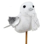 Vogel vilt 6cm.+15cm. stok zilver/wit Bijsteker, Hobby en Vrije tijd, Knutselen, Ophalen of Verzenden, Nieuw