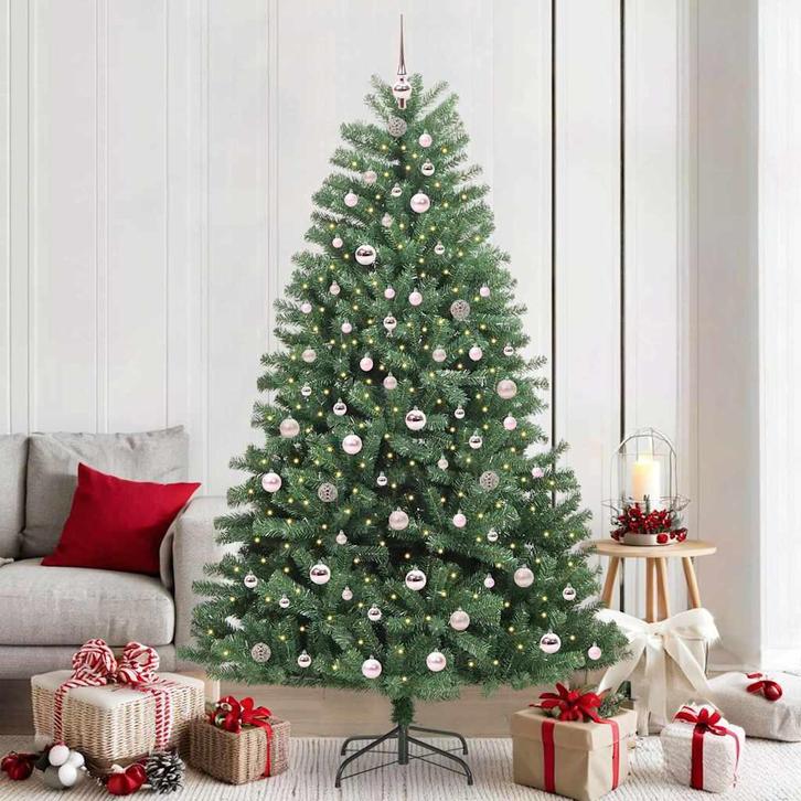 vidaXL Kunstmatige Inklapbare Kerstboom Groen 210 cm PVC en, Diversen, Kerst, Nieuw, Verzenden