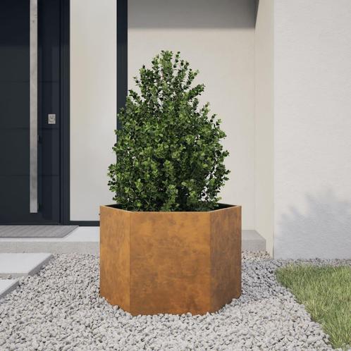 vidaXL Plantenbak zeshoek 69x60x45 cm weervast staal, Tuin en Terras, Bloembakken en Plantenbakken, Nieuw, Metaal, Verzenden