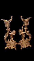 Kaarsenhouder (2) - Brons - Vergulde bronzen kandelaa