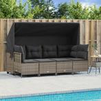 vidaXL 5-delige Loungeset met kussens poly rattan grijs, Verzenden, Nieuw, Rotan, Loungeset