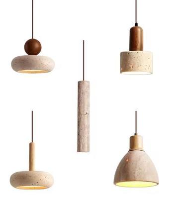 Travertijn Steen Hanglamp – Moderne Dimbare LED Plafondlamp beschikbaar voor biedingen