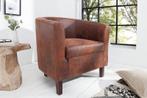 Design loungestoel HEMINGWAY whiskybruin met armleuningen, Huis en Inrichting, Fauteuils, Nieuw, Ophalen of Verzenden