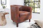 Design loungestoel HEMINGWAY whiskybruin met armleuningen, Huis en Inrichting, Fauteuils, Ophalen of Verzenden, Nieuw