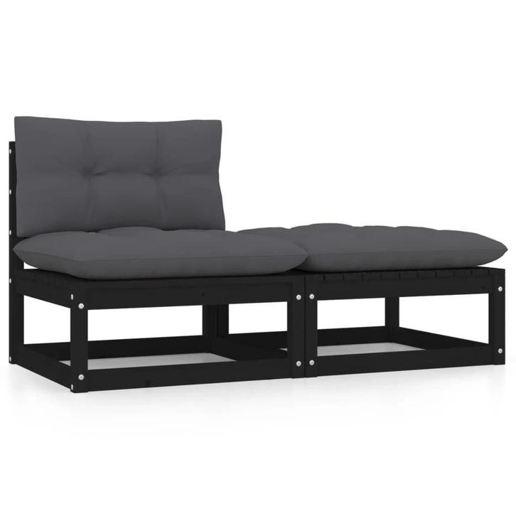 Loungeset grenenhout 2-delig | Tweedekansje | Zwart, Tuin en Terras, Tuinsets en Loungesets, Nieuw, Hout, Tuinset, 2 zitplaatsen