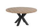 Hartman Stephanie tuintafel zwart met rond teak blad Ø 150, Tuin en Terras, Ophalen of Verzenden, Nieuw