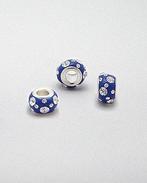 Zilveren glaskristal bead - deco blauw, Nieuw, Verzenden