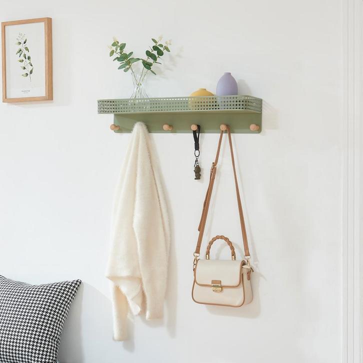 Wandkapstok Jäller 60x14x12 cm groen [en.casa], Huis en Inrichting, Kasten | Kledingkasten, Verzenden