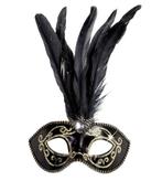 Zwart Oogmasker Glitter Met Veren, Hobby en Vrije tijd, Verzenden, Nieuw