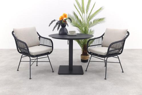 Suns Virenze aluminium Ø 90 cm./GI Margriet Zwart - ronde, Tuin en Terras, Tuinsets en Loungesets, Tuinset, Nieuw, Wicker, Verzenden