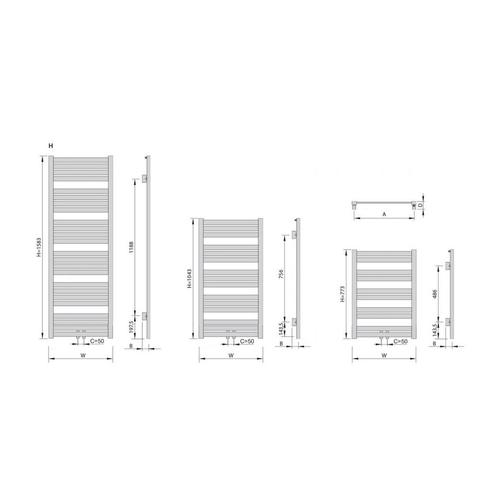 Handdoekradiator Sapho Nevel Recht Middenaansluiting, Doe-het-zelf en Verbouw, Sanitair, Ophalen of Verzenden