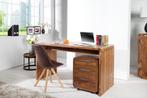 Massief houten bureautafel CUBUS 120 cm bruin bureau met, Ophalen of Verzenden, Nieuw