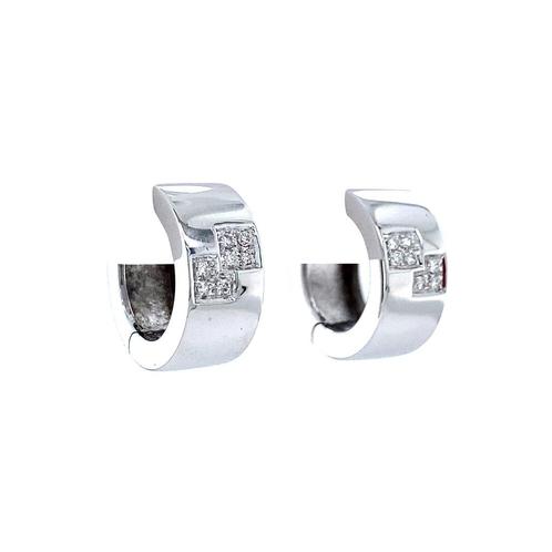 Witgouden klapcreolen met diamant 18 karaat, Sieraden, Tassen en Uiterlijk, Oorbellen, Wit, Zo goed als nieuw, Goud, Verzenden