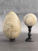 Geen minimumprijs - Prachtig paar onyx Ei-vorm & bol op op