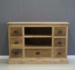 Teak houten tv meubel 7 laden, 120cm breed; Indoteak, Huis en Inrichting, Kasten | Televisiemeubels, 100 tot 150 cm, Teakhout