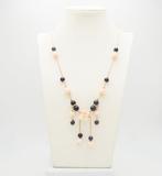 Ketting met hanger - 18 karaat Roségoud Koraal - Saffier