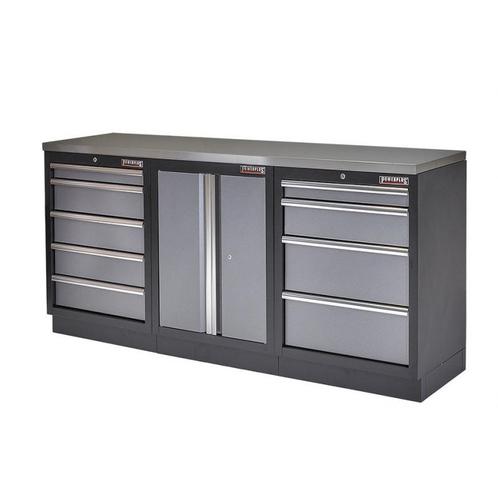 Werkbank set met MDF werkblad met RVS plaat omkleed,, Doe-het-zelf en Verbouw, Werkbanken, Ophalen of Verzenden