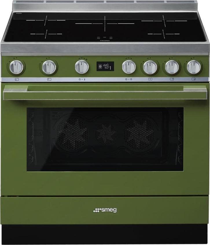 Smeg CPF9IPOG inductie fornuis - groen, Witgoed en Apparatuur, Fornuizen, 60 cm of meer, Vrijstaand, 5 kookzones of meer, Energieklasse A of zuiniger