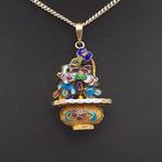 Ketting met hanger - Goud verguld + emaille - China - Midden