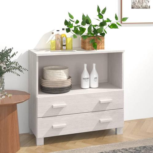 vidaXL Dressoir HAMAR 85x35x80 cm massief grenenhout wit, Huis en Inrichting, Kasten | Dressoirs, 25 tot 50 cm, Nieuw, 50 tot 100 cm