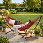 Hangmat met Standaard Rood | 200kg | Beste Prijs, Tuin en Terras, Hangmatten, Meerpersoons, Nieuw, Ophalen of Verzenden, Met standaard