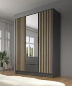 Kledingkast Antraciet 155x51x200 Garderobekast spiegel, Huis en Inrichting, Kasten | Vitrinekasten, 150 tot 200 cm, Nieuw, Modern