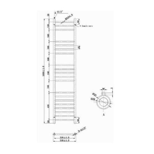 EH Design Radiator Athena 35x160 cm Geborsteld RVS Chroom, Doe-het-zelf en Verbouw, Sanitair, Ophalen of Verzenden
