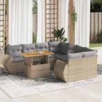 vidaXL 9-delige Loungeset met kussens poly rattan beige, Tuin en Terras, Tuinsets en Loungesets, Verzenden, Nieuw, Rotan, Loungeset